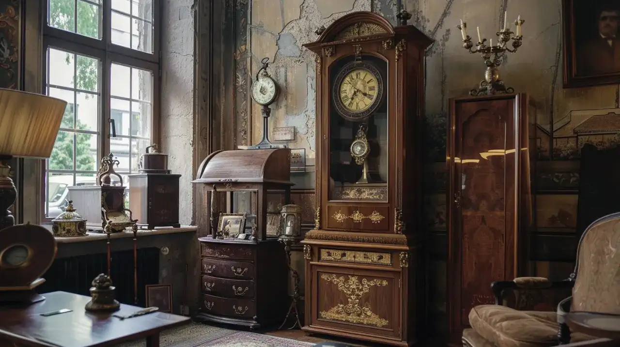 Warszawa: antykwariat meblowy - zegarki i ciekawy styl art deco