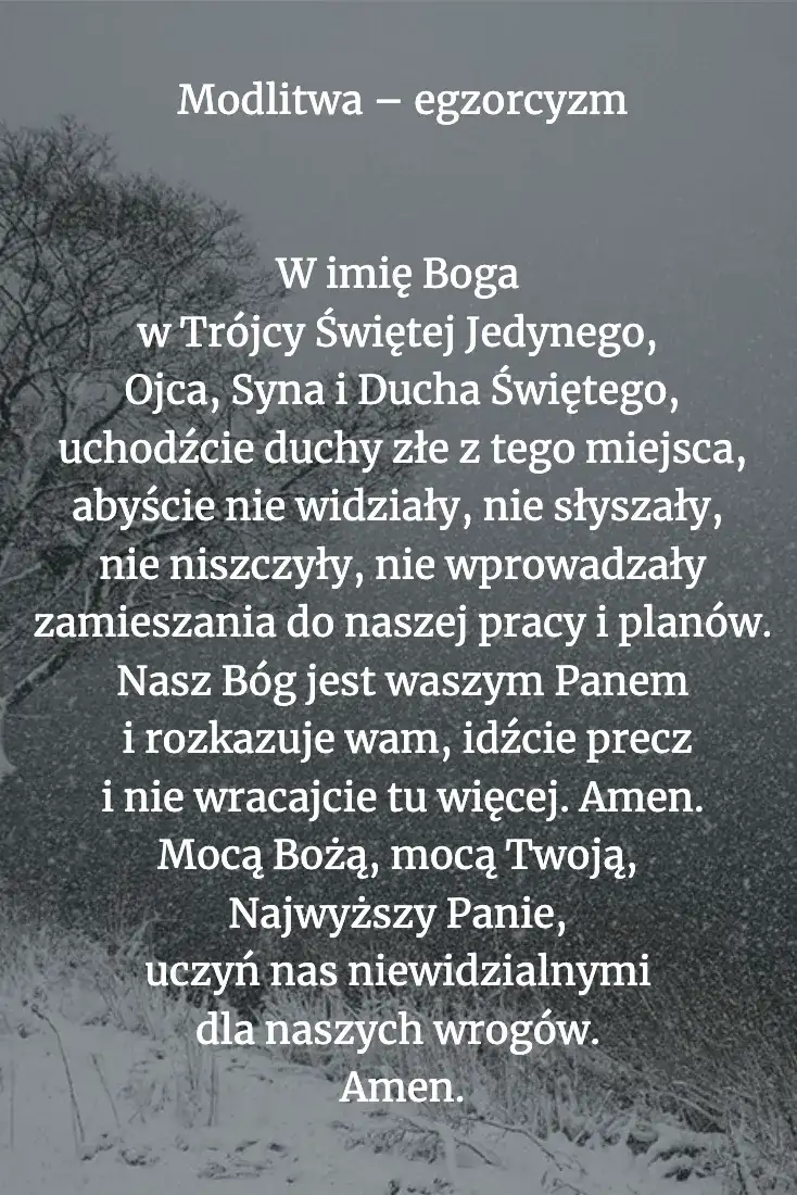 Modlitwa egzorcyzm o odrzucenie wszystkiego co szkodzi i blokuje negatywne siły