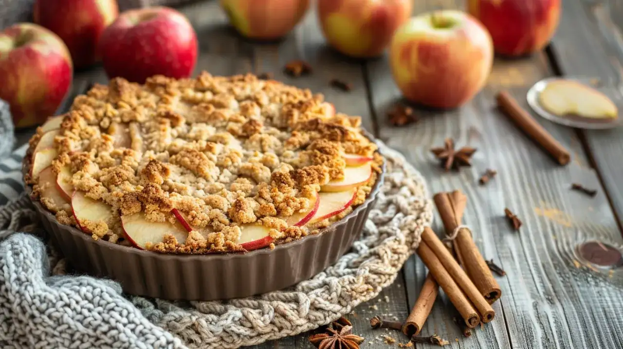 Ucierane ciasto z kawałkami jabłek: jabłecznik z cynamonem