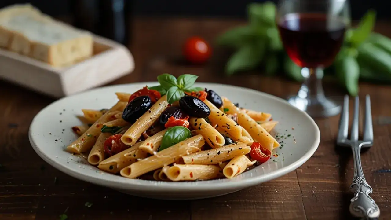 Makaron z suszonymi pomidorami i oliwkami - włoski smak w Twojej kuchni