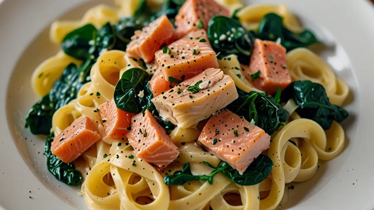 Makaron ze świeżym łososiem w sosie śmietanowym – pyszne danie z rybą