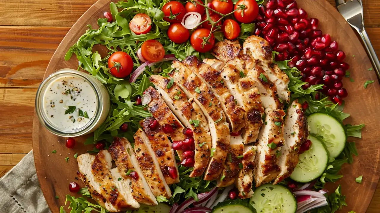 Mix sałat z kurczakiem i sosem czosnkowym: Pyszna sałatka