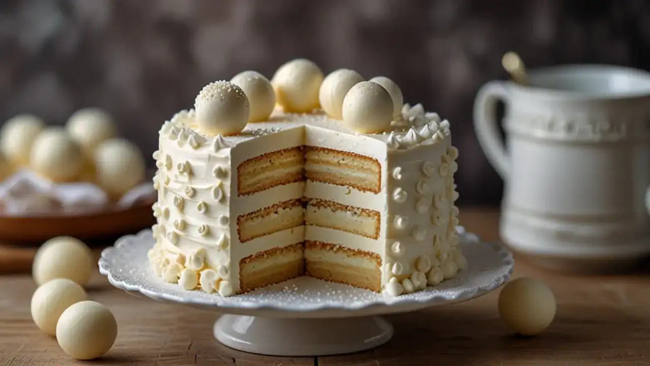 Tort z białymi michałkami: Krem i masa do słodkich wypieków
