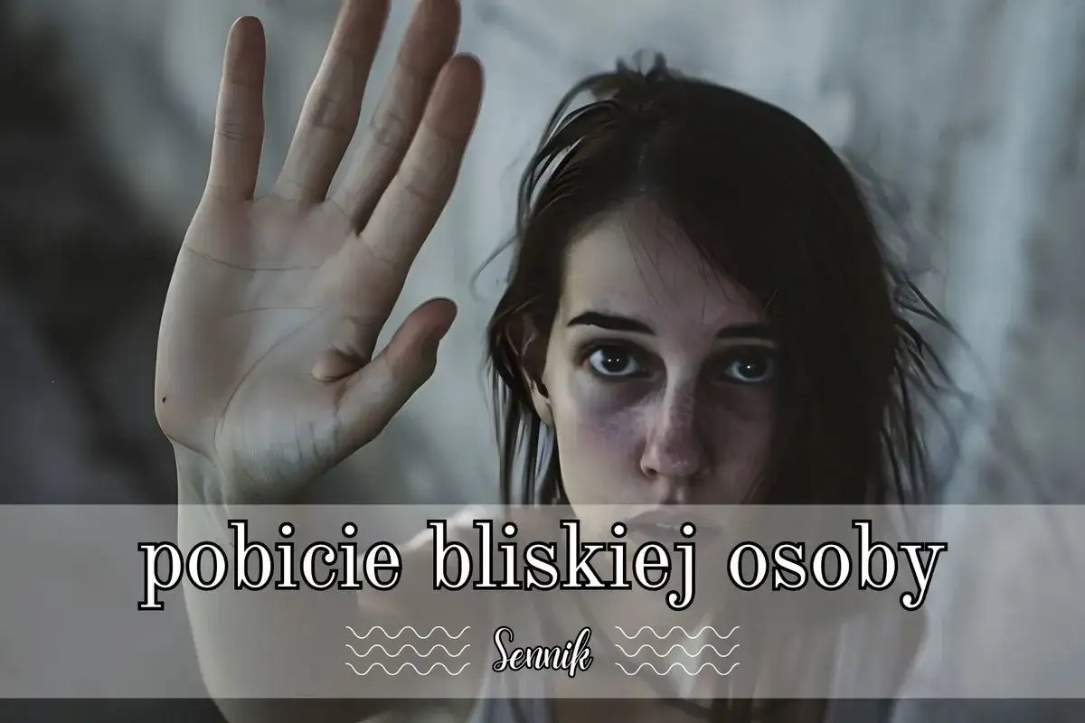 Sennik: sen o pobiciu bliskiej osoby może oznaczać ukryty konflikt lub poczucie winy. Kobieta z dłonią uniesioną w geście obrony.