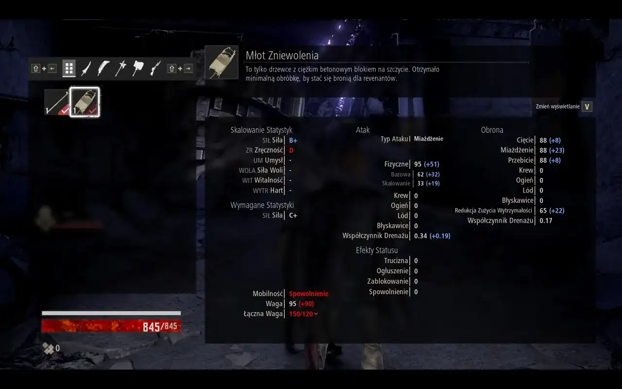 Młot Zniewolenia w Code Vein. Statystyki broni, jej ataki i obrona.