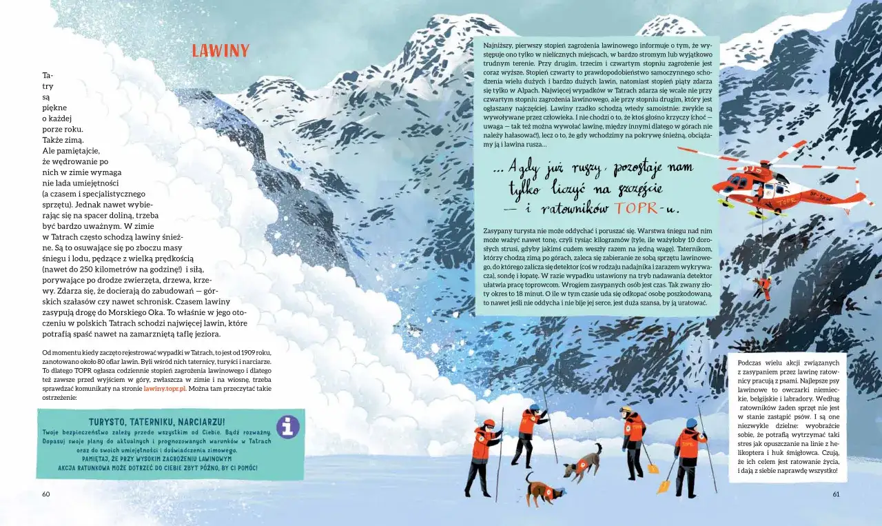 Zimowe Tatry od strony słowackiej. Ratownicy TOPR z psem lawinowym w akcji ratunkowej.