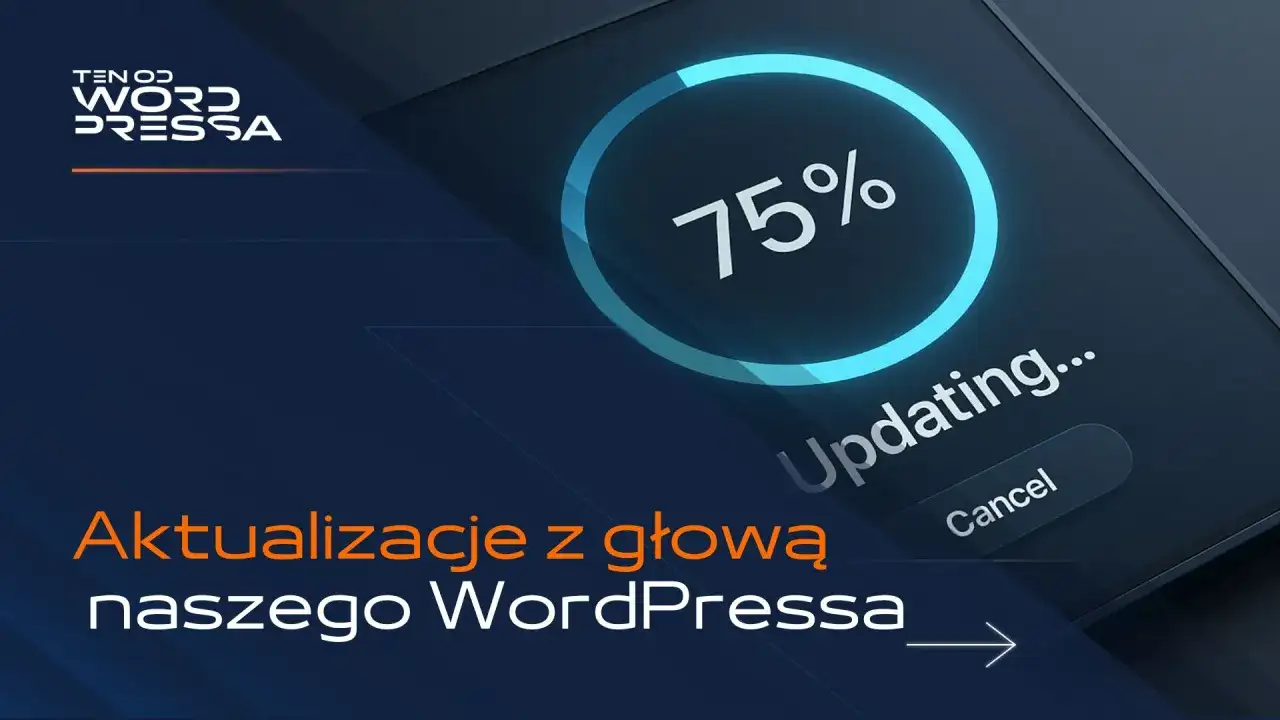 Grafika pokazuje postęp aktualizacji WordPressa do 75%. Dowiedz się, jak zaktualizować WordPress bezpiecznie i efektywnie.