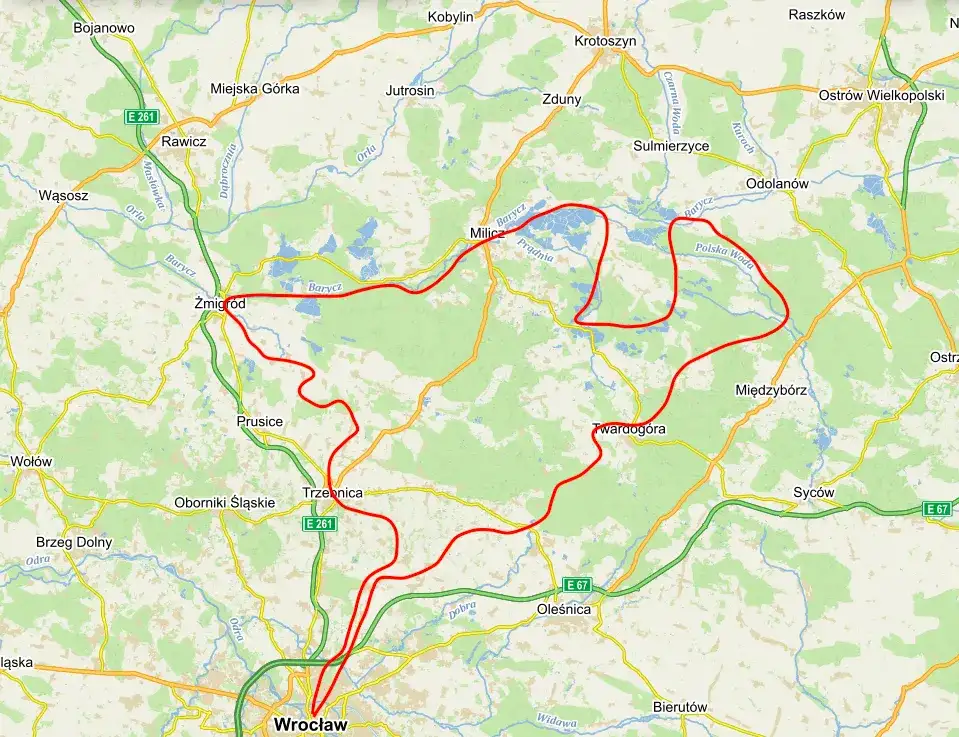 Szczegółowa mapa tras rowerowych w Dolinie Baryczy z GPX i atrakcjami
