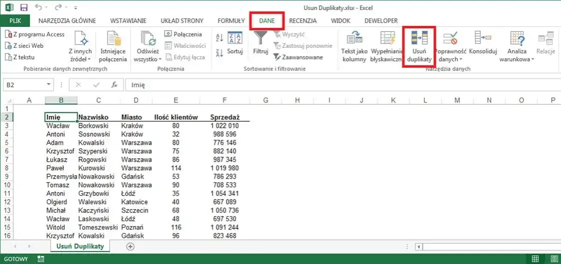 Jak usunąć powtarzające się dane w Excelu: 5 skutecznych metod