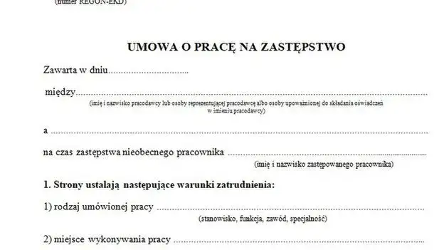 Umowa o zastępstwo - umowa na czas zastępstwa