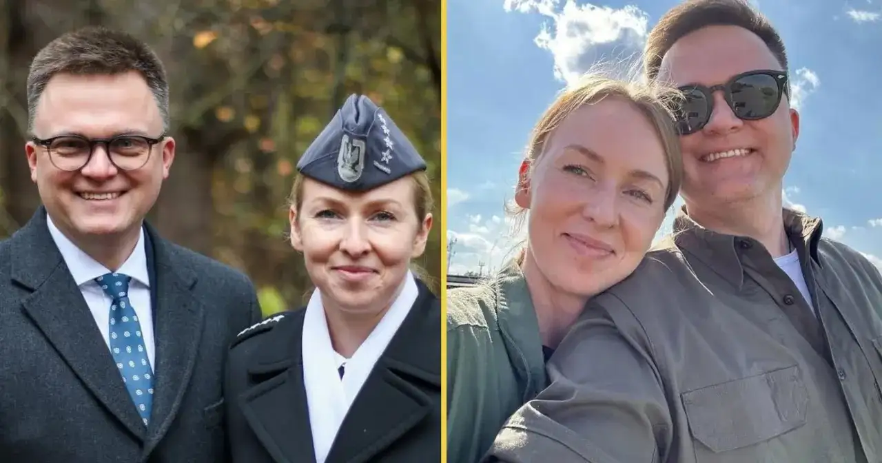 Szymon Hołownia z żoną w mundurze wojskowym. Ile lat służyła w wojsku żona Hołowni? Tego nie wiemy, ale na zdjęciu wygląda dumnie.