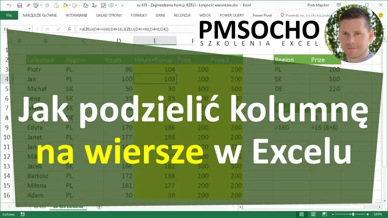Jak podzielić wiersz w Excelu i poprawić czytelność tekstu