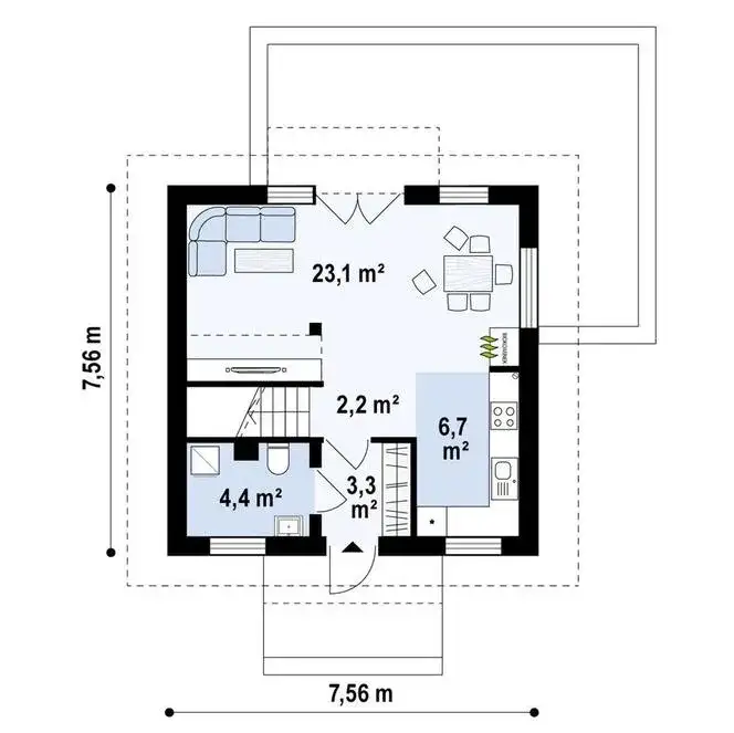 Dom jednopiętrowy do 70 m² - projekt Z264D z kolekcji Muratora, wybudujesz bez pozwolenia
