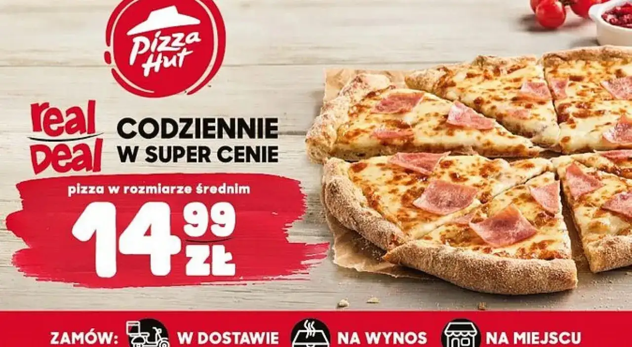 Pizza Hut - pizza w rozmiarze średnim za 14,99 zł.