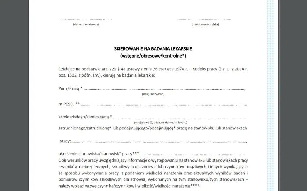 Skierowanie na badania okresowe - jak długo jest ważne?