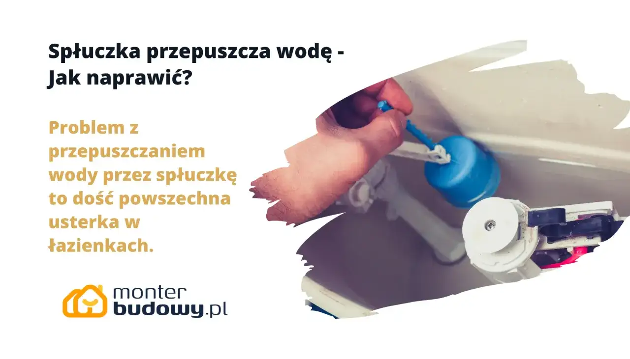 Dłoń reguluje mechanizm spłuczki, gdy spłuczka przepuszcza wodę. Naprawa tej powszechnej usterki w łazience.