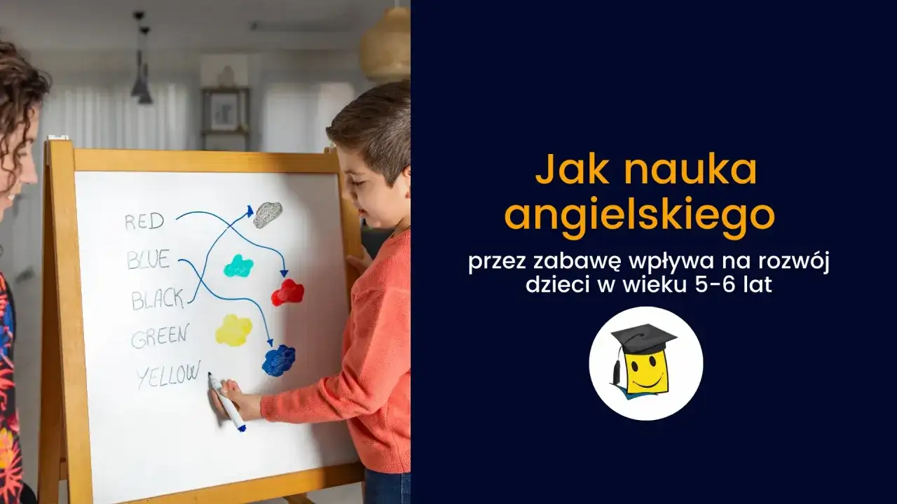 Dzieci uczą się angielskiego przez zabawę, dopasowując kolory na tablicy.