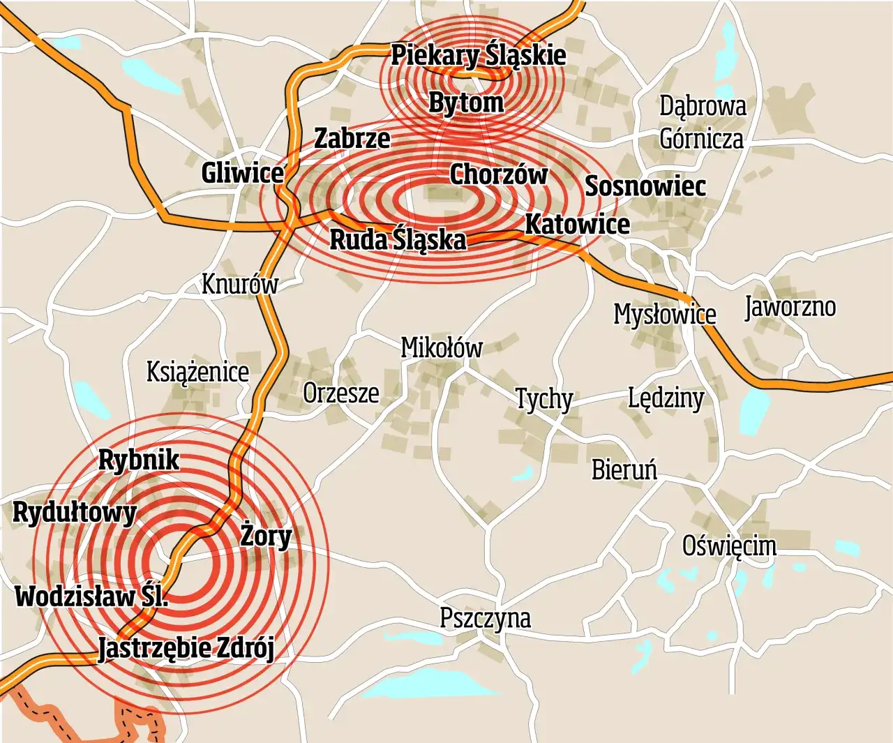 Mapa kopalni na Śląsku: gdzie występują niebezpieczne wstrząsy?