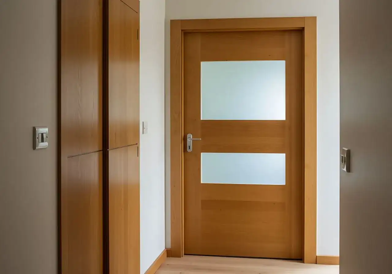 Nowe drzwi wejściowe z przeszkleniem, efekt renowacji.