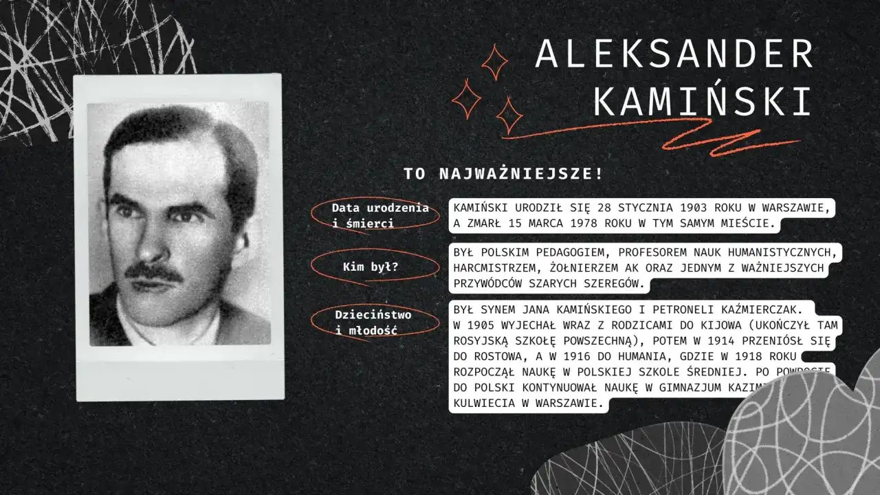 Aleksander Kamiński, autor "Kamieni na Szaniec", był pedagogiem, harcmistrzem i żołnierzem AK.