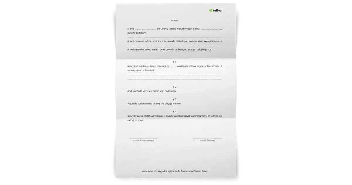 Aneks do umowy najmu okazjonalnego - Pobierz wzór PDF