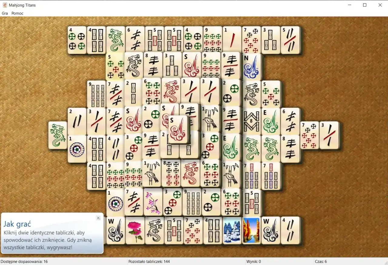 Gra Mahjong Titans na Windows 7. Jak pobrać gry na Windows 7? Kliknij dwie identyczne tabliczki, aby je usunąć.