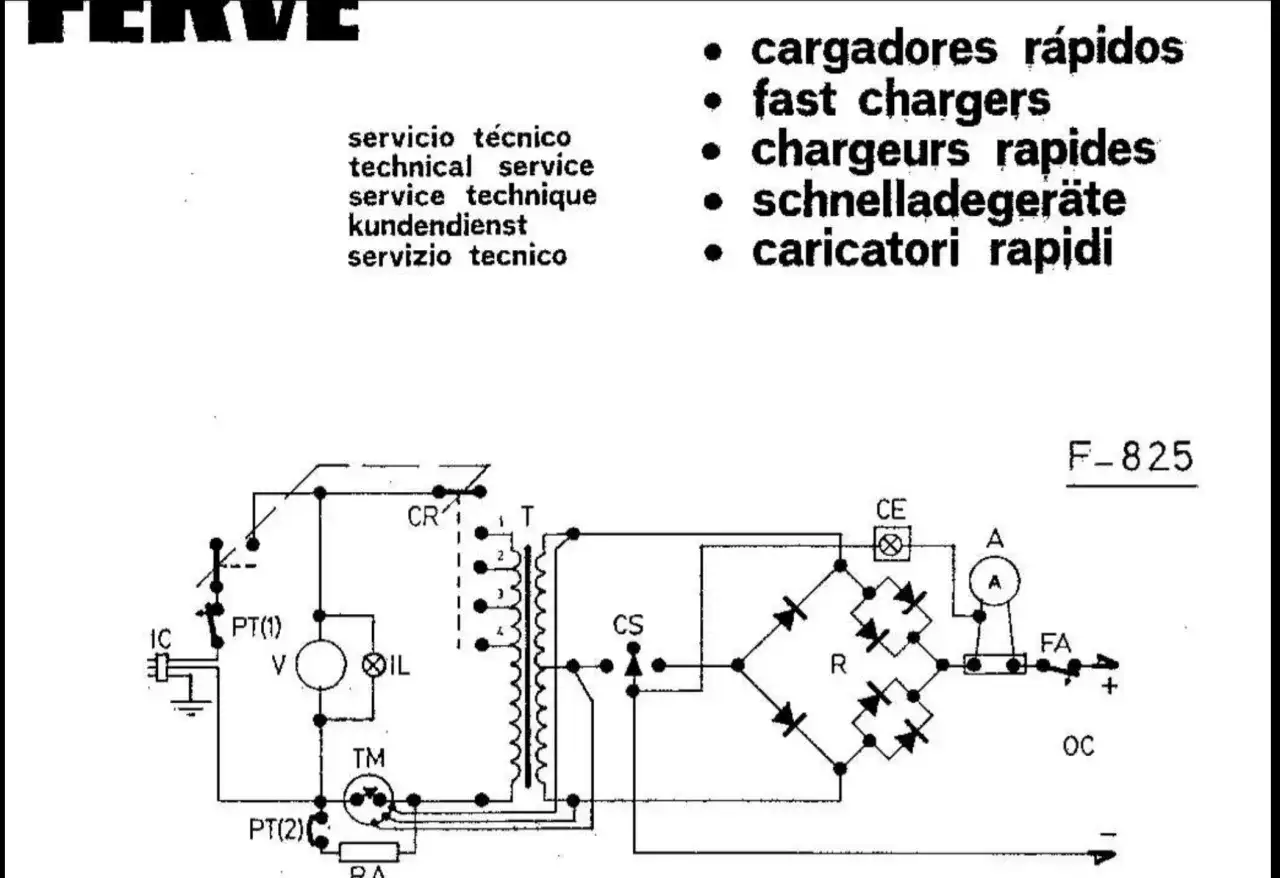 Schemat elektryczny prostownika z amperomierzem i transformatorem.