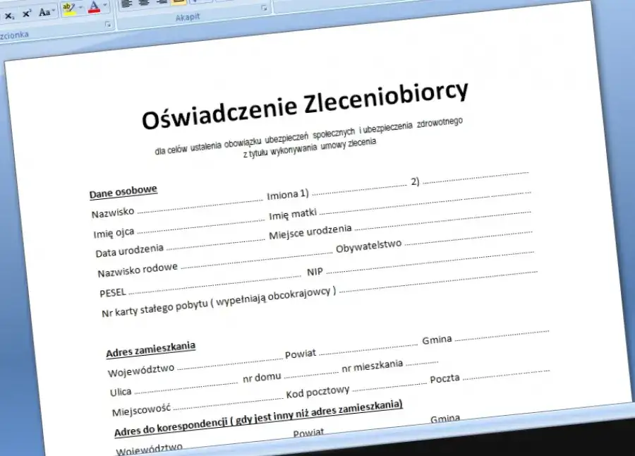 Oświadczenie zleceniobiorcy: Wypełnij i uniknij błędów ZUS/PIT!