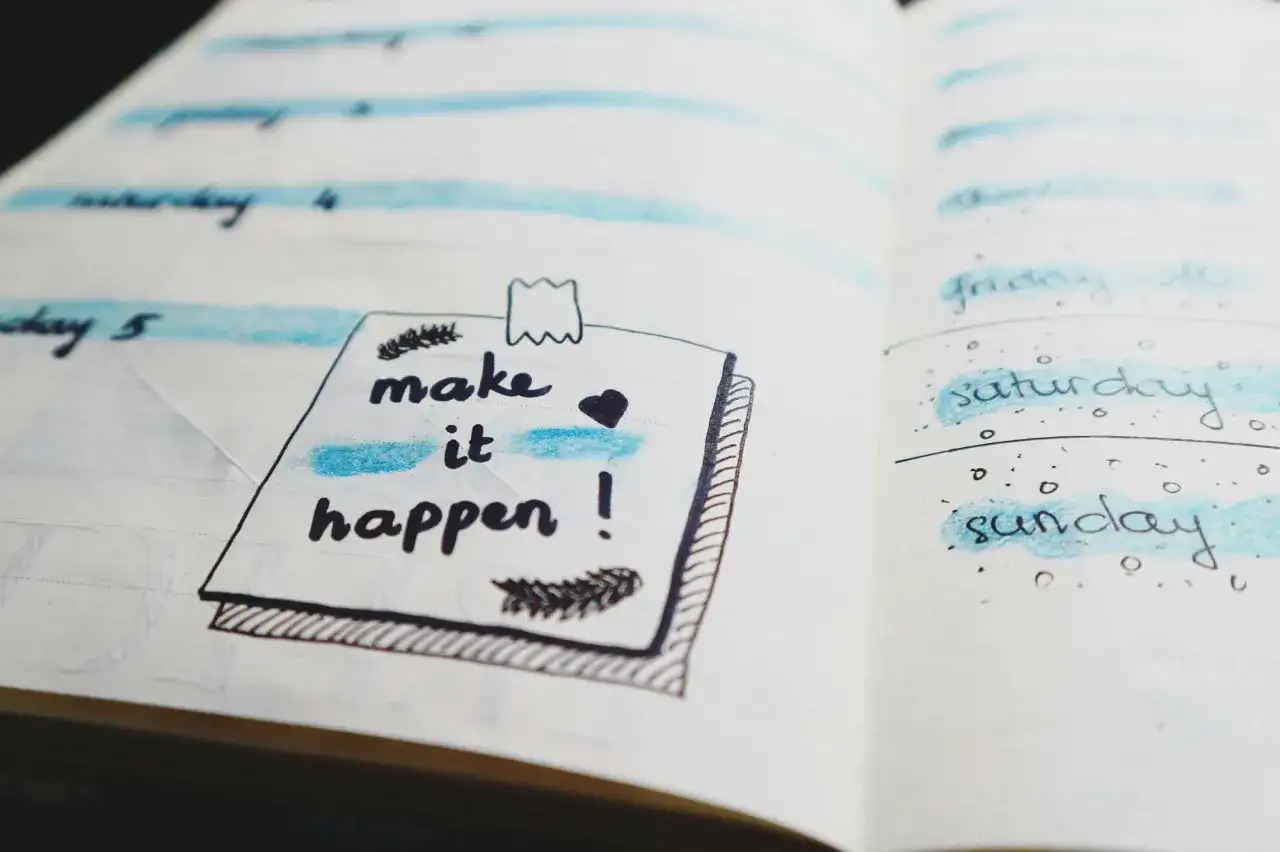 Plan dnia z motywującym hasłem "make it happen!" wspiera przygotowanie do egzaminu ósmoklasisty z angielskiego.