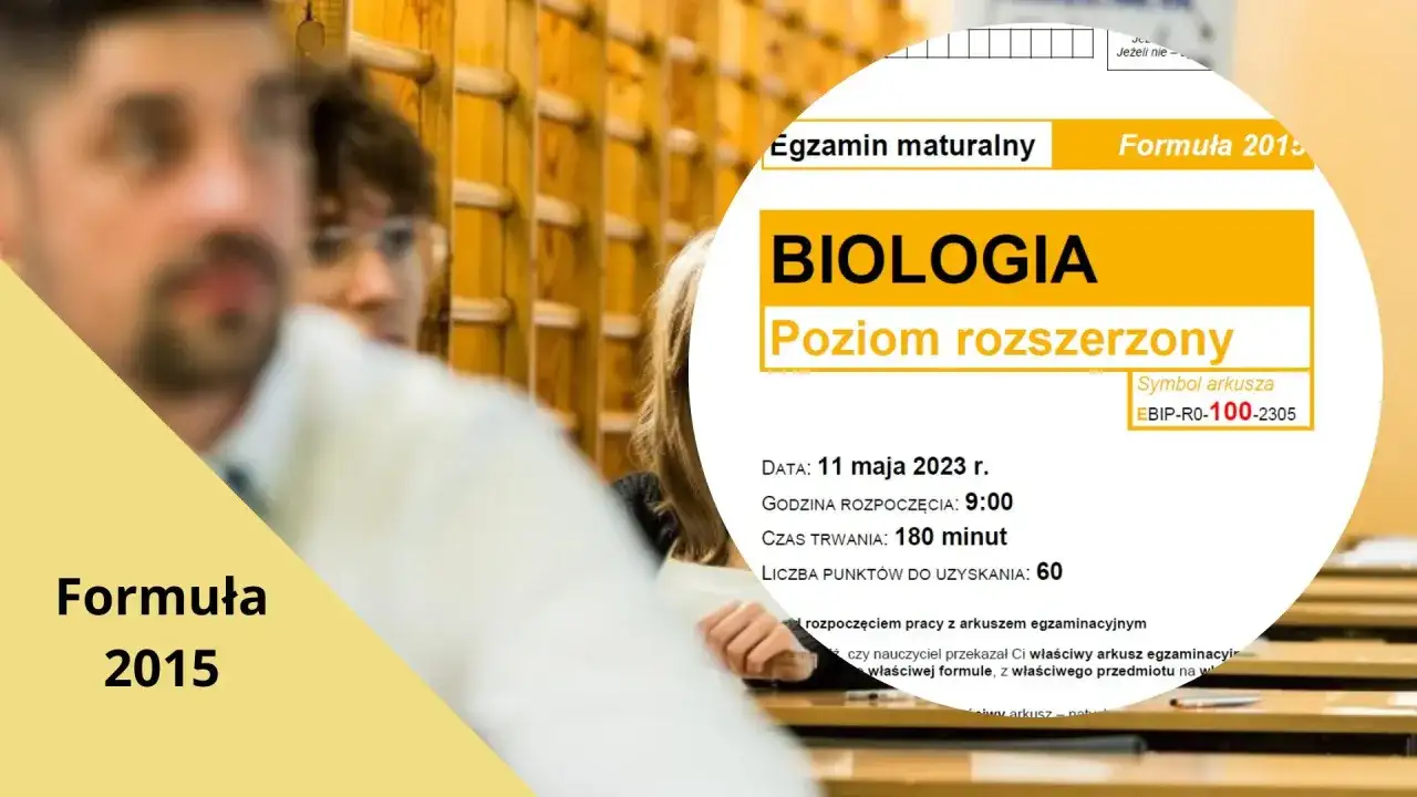 Fragment arkusza maturalnego z biologii na poziomie rozszerzonym, z informacją o czasie trwania 180 minut.