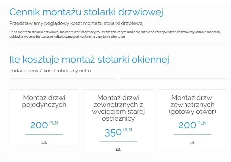 Cennik demontażu i montażu drzwi - Sprawdź ceny usług