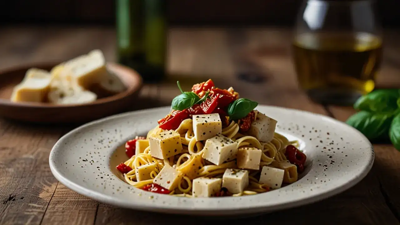 Makaron z tofu i suszonymi pomidorami: Szybki i smaczny przepis na obiad