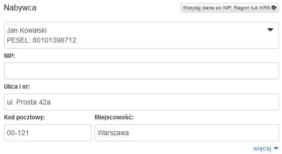 Jakie dane są potrzebne do faktury na osobę prywatną?
