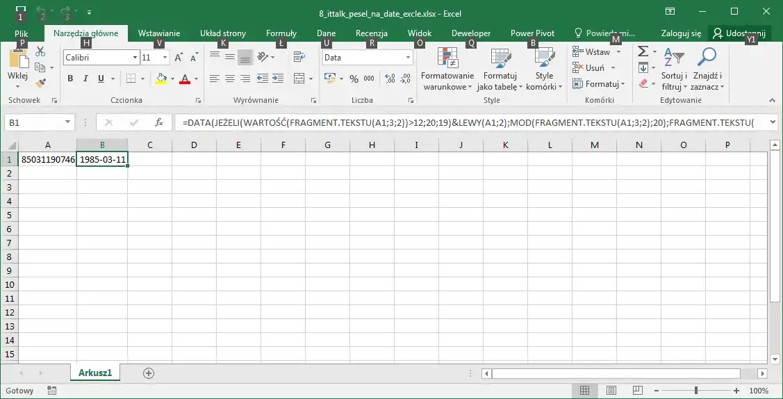 Jak łatwo odczytać datę urodzenia z PESEL w Excelu - Poradnik