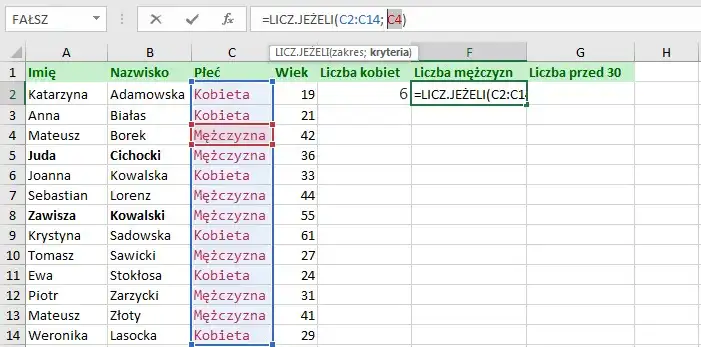 Jak w Excelu zliczyć ile liczb spełnia warunek w prosty sposób?
