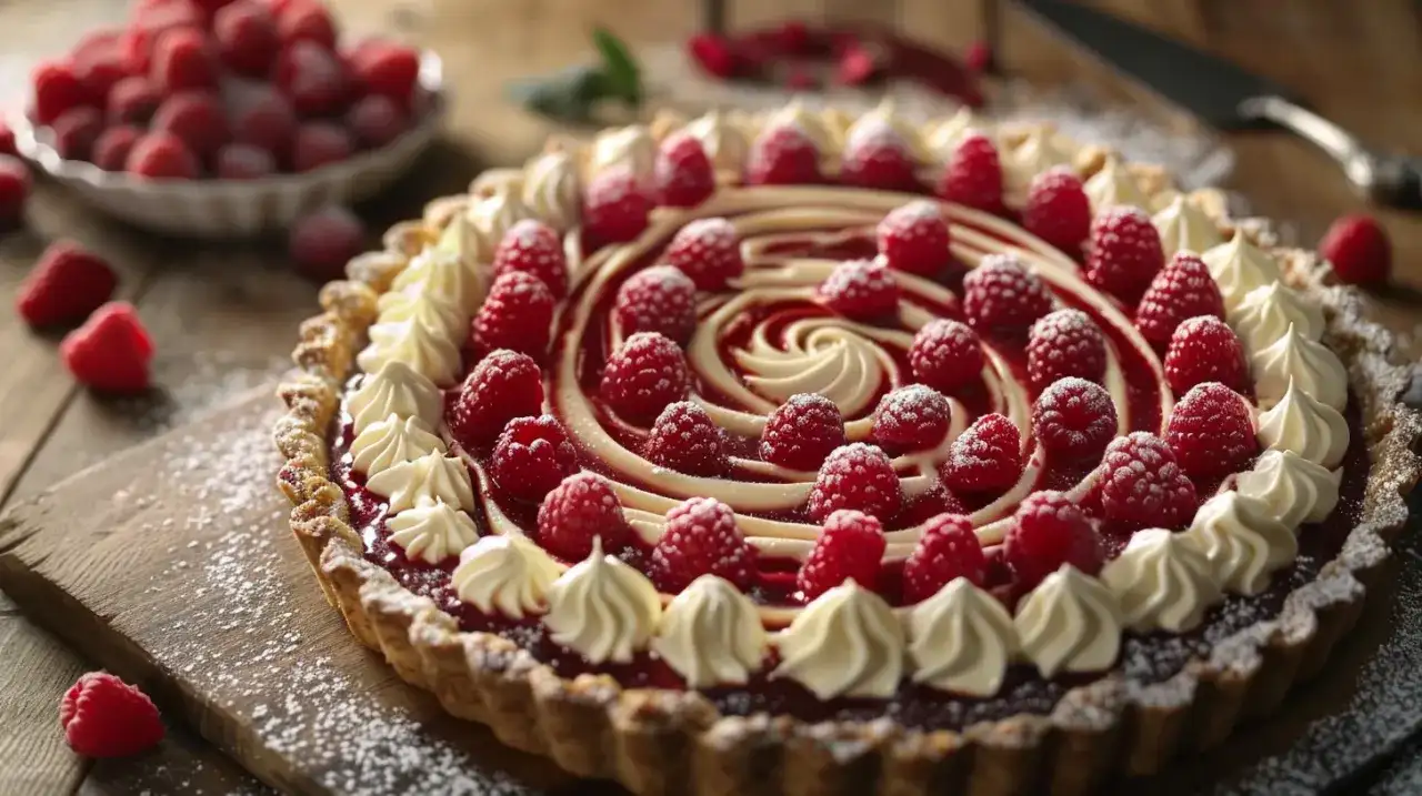 Tarta z kremem mascarpone i malinami - letni deser - przepis