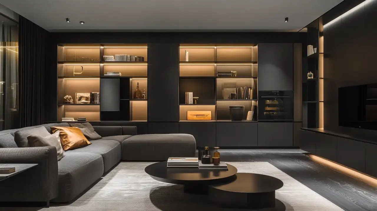 Czarna meblościanka: elegancja i nowoczesność w Twoim salonie