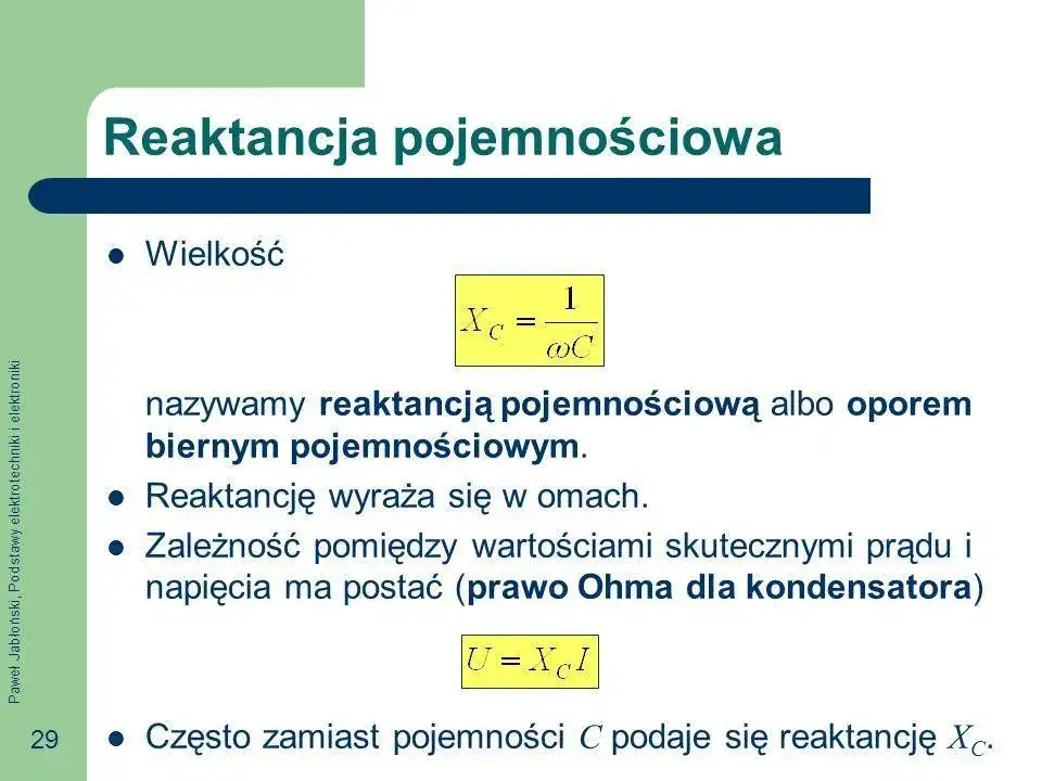 Reaktancja pojemnościowa kondensatora: kompletny wzór i obliczenia