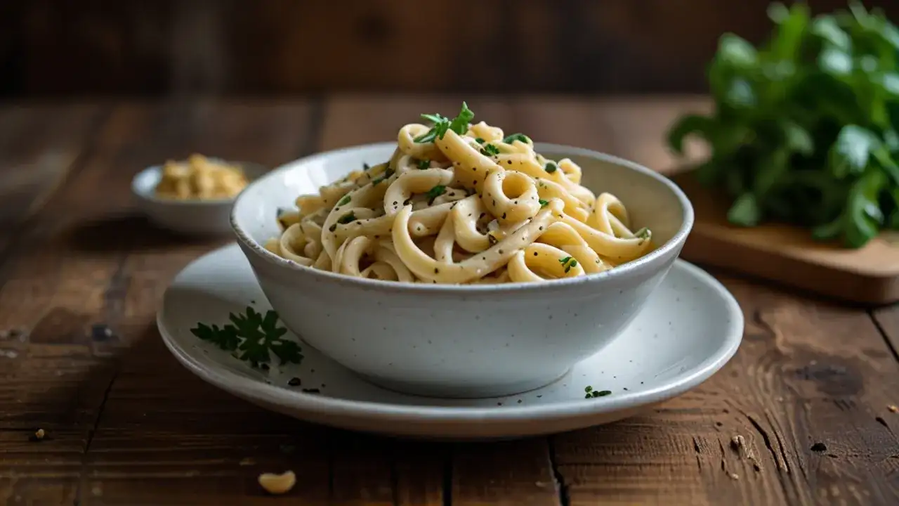 Makaron w sosie śmietanowym wege: Wegańska i smaczna opcja na szybki obiad