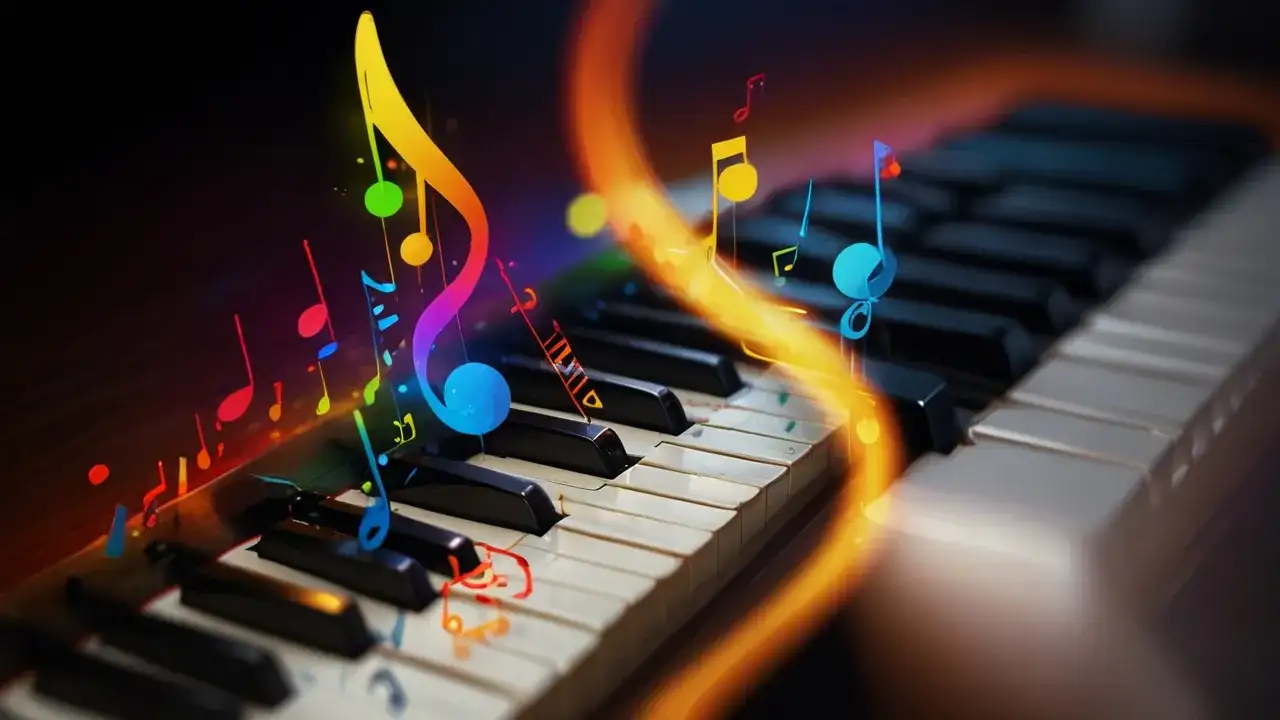  Nuty muzyczne na pięciolinii - wszystkie dźwięki w prostej formie graficznej