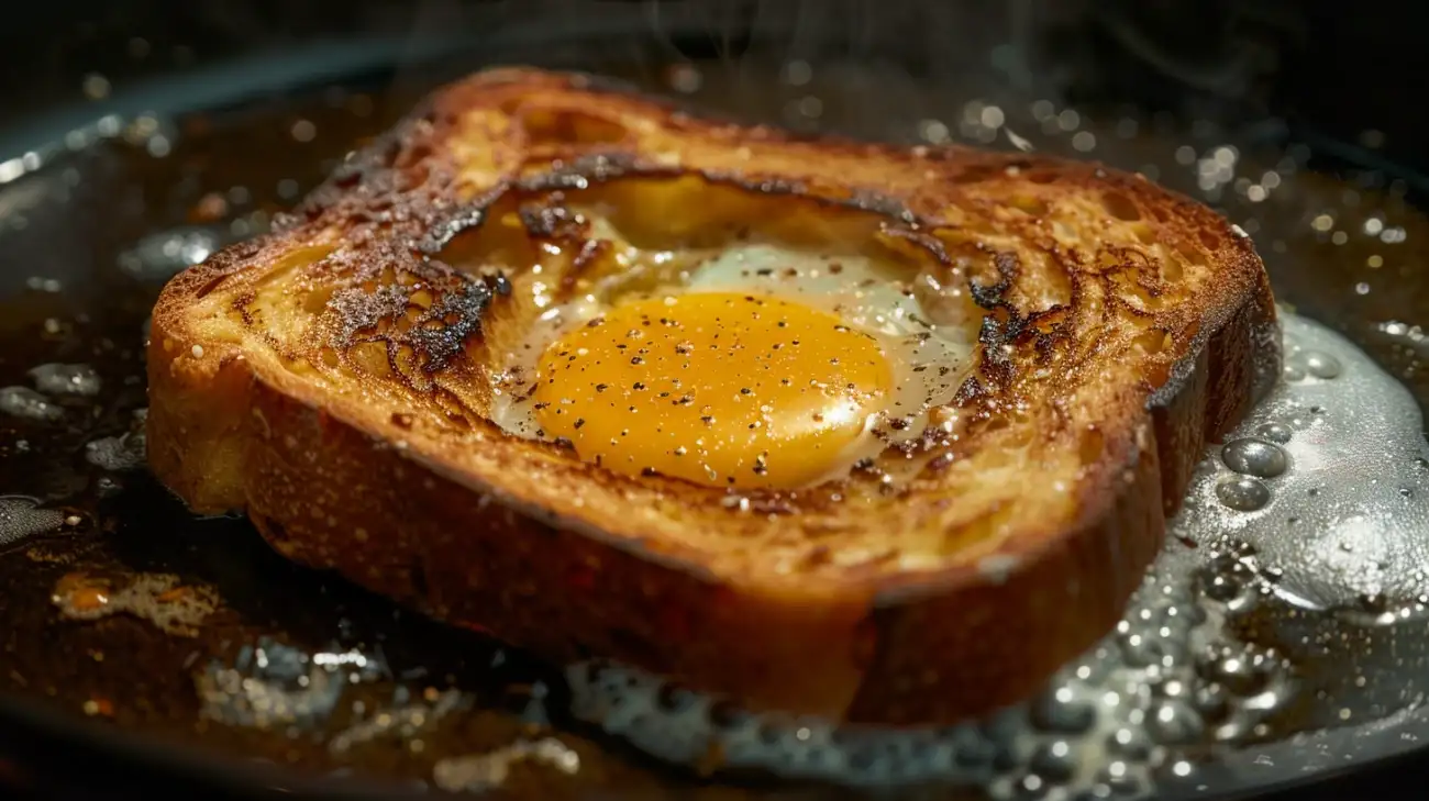 Chrupiący chleb w jajku na patelni: prosty sposób na smakołyk