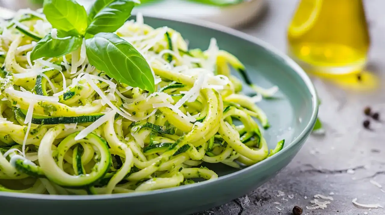 Makaron z cukinią i sosem pesto lub serowym - przepis