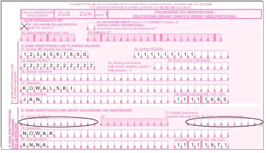 formularze ZUS ZUA ZZA proces zgłoszenia