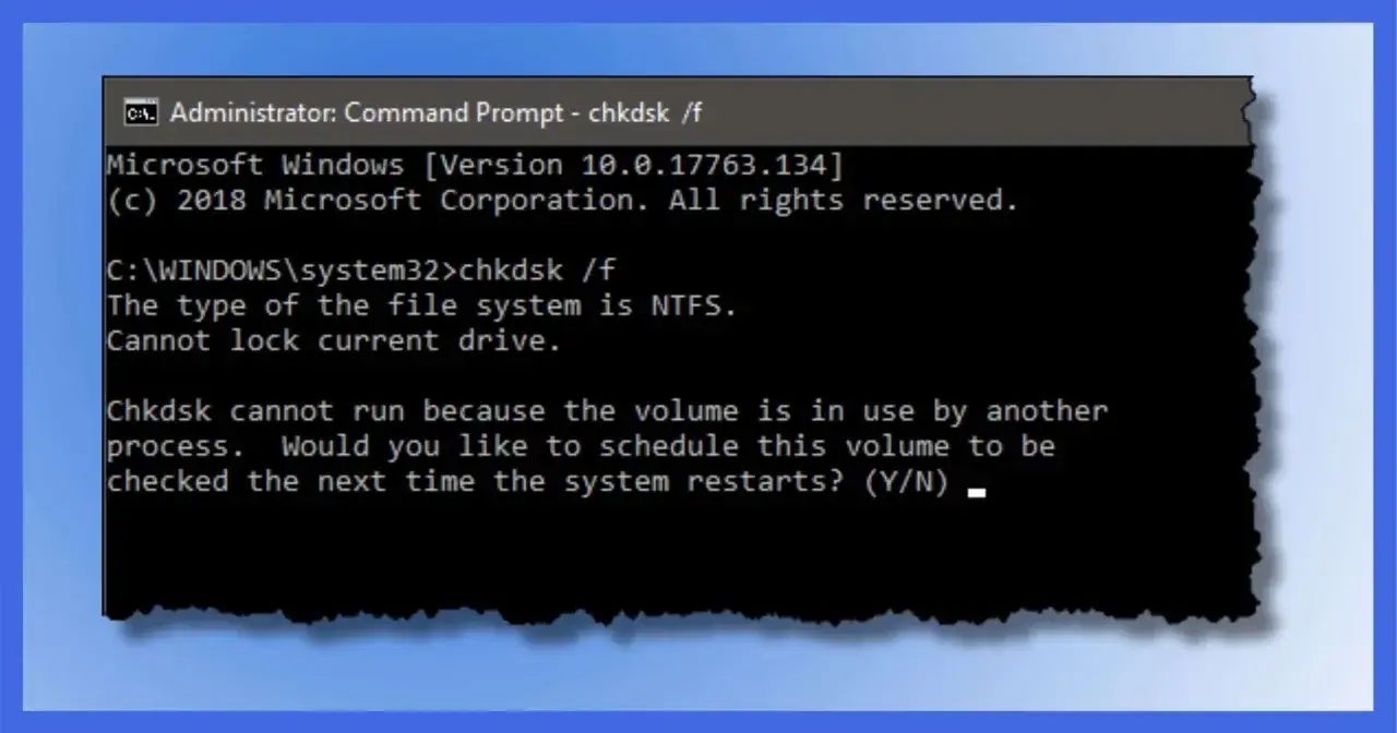 chkdsk command prompt screenshot