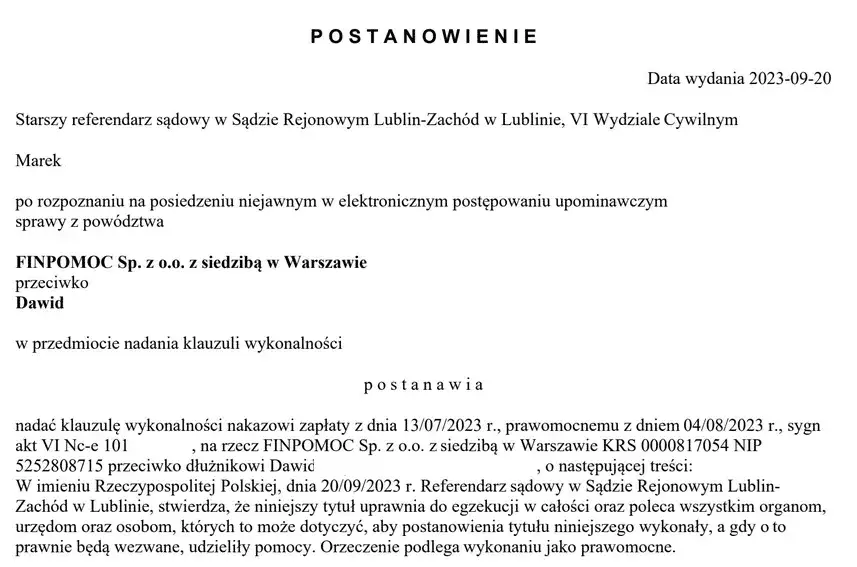 różnice odpis zwykły klauzula wykonalności