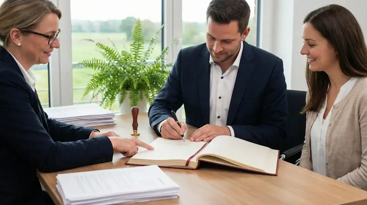 Para podpisania umowy kupna działki, gdzie omawiany jest podatek od zakupu działki.