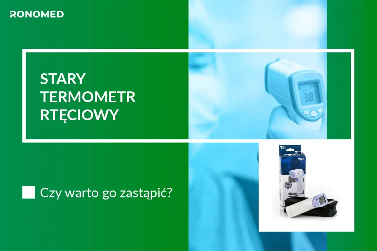 Stary termometr rtęciowy. Czy warto go zastąpić? Wskazanie temperatury 38.2°C.