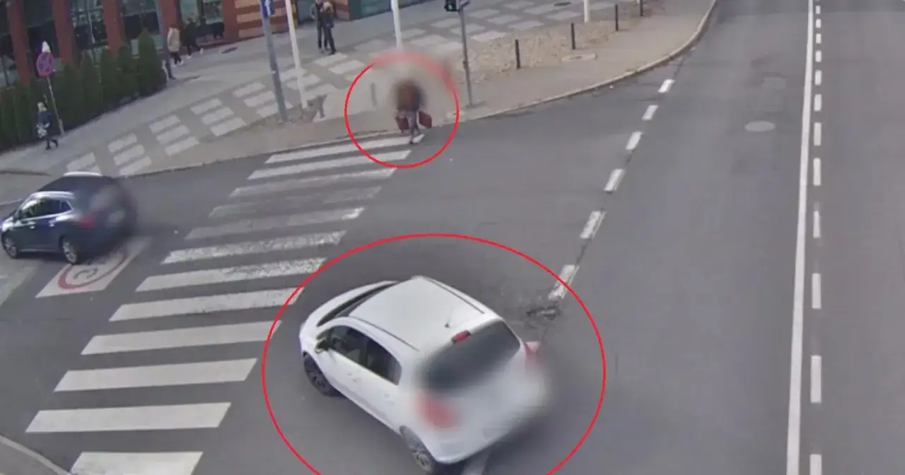 Kierowca białego auta wymusił pierwszeństwo na pasach, omal nie potrącając pieszego. Jaki mandat za wymuszenie pierwszeństwa w takiej sytuacji?