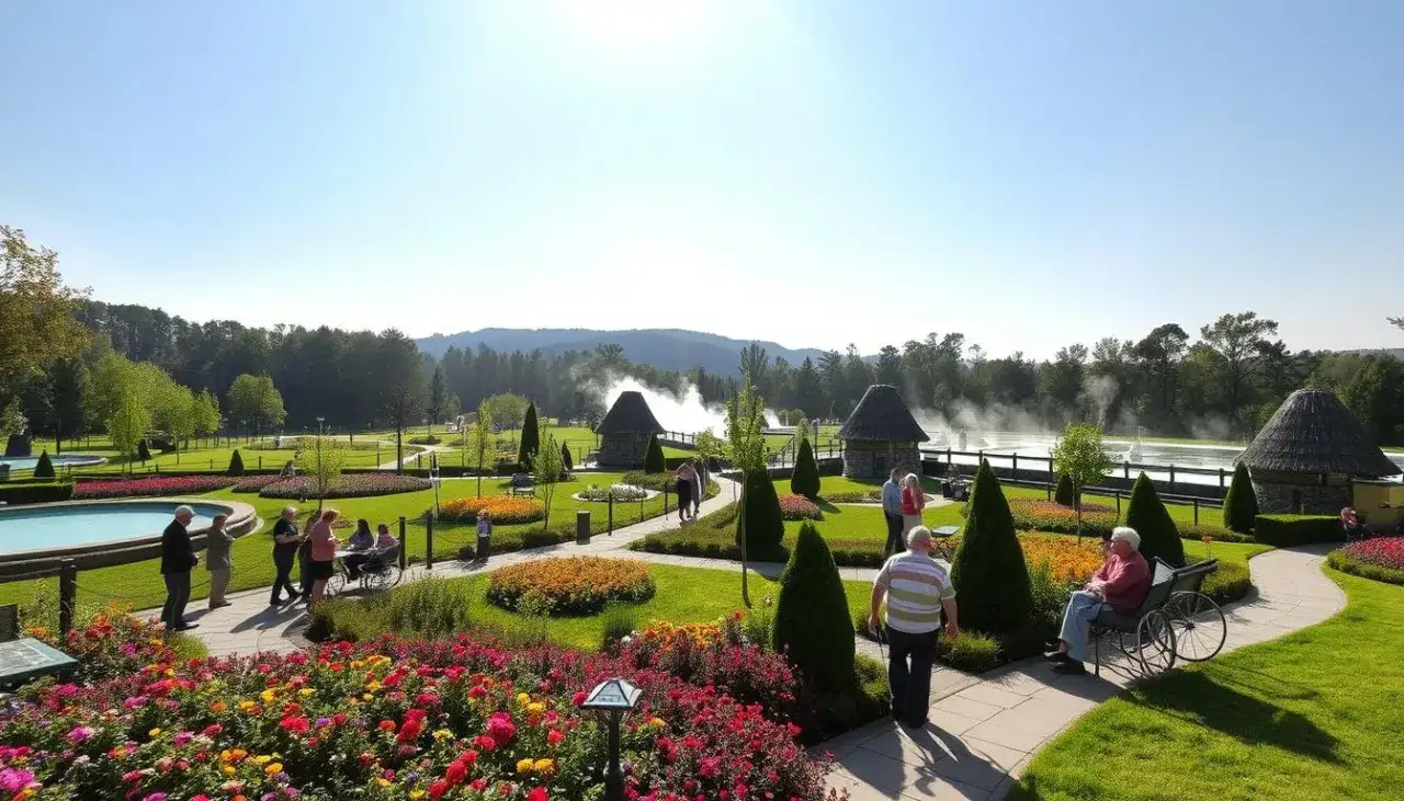 Kudowa-Zdrój Park Zdrojowy seniorzy spacer