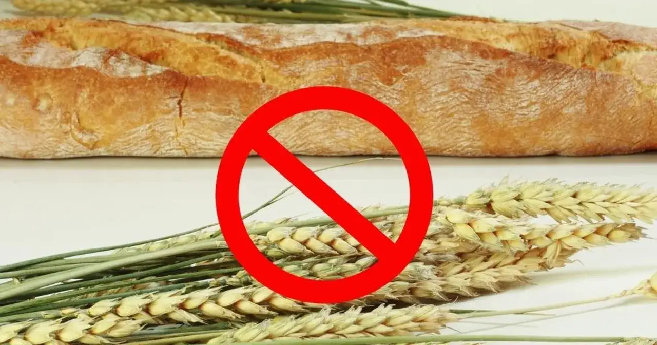 Chleb i kłosy zbóż z przekreśleniem. Symbol zakazu spożywania glutenu, kluczowy przy chorobie Duhringa.